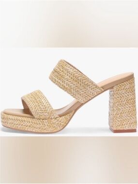 Natural woven platform sandal